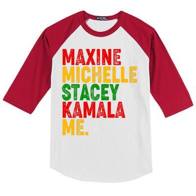 Maxine Michelle Stacey Kamala Me Black History Month Kids Colorblock Raglan Jersey