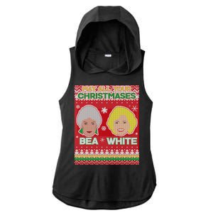 May All Your Christmases Bea White Ugly Christmas Ladies PosiCharge Tri-Blend Wicking Draft Hoodie Tank