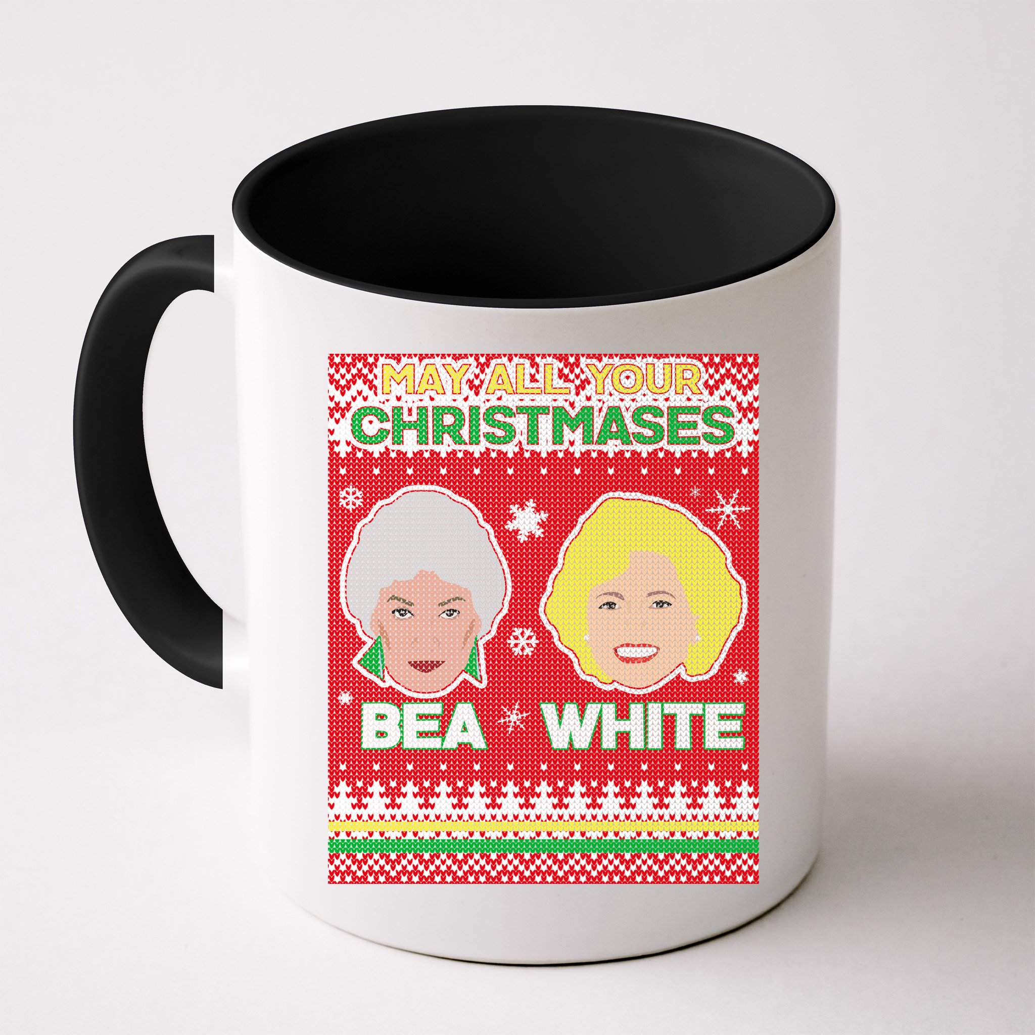 May All Your Christmases Bea White Ugly Christmas Mug