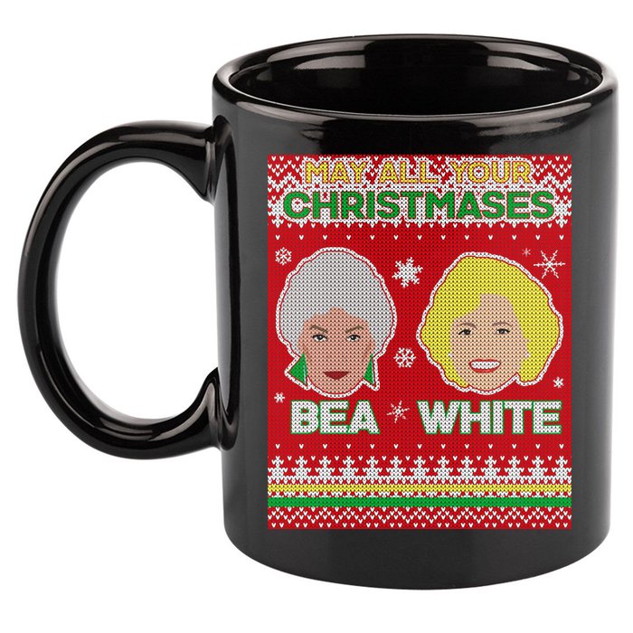 May All Your Christmases Bea White Ugly Christmas 11oz C Handle Ceramic Mug