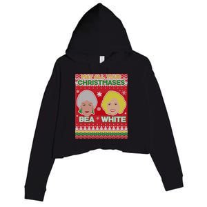 May All Your Christmases Bea White Ugly Christmas Crop Fleece Hoodie