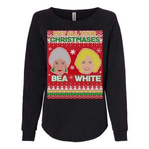 May All Your Christmases Bea White Ugly Christmas Womens California Wash Sweatshirt