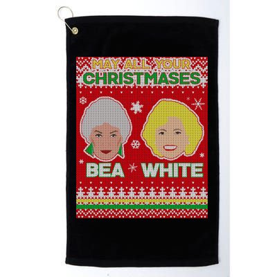 May All Your Christmases Bea White Ugly Christmas Golf Towel