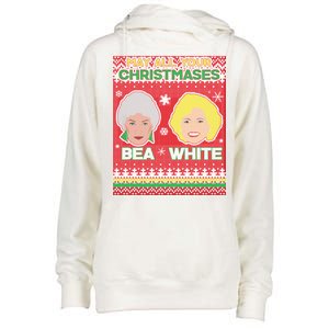 May All Your Christmases Bea White Ugly Christmas Womens Funnel Neck Pullover Hood