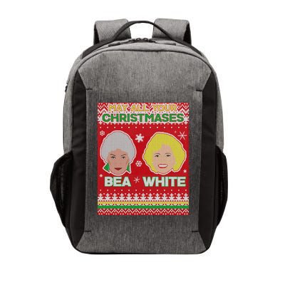 May All Your Christmases Bea White Ugly Christmas Vector Backpack