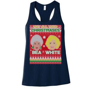 May All Your Christmases Bea White Ugly Christmas Women's Racerback Tank