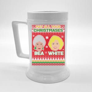 May All Your Christmases Bea White Ugly Christmas Beer Stein