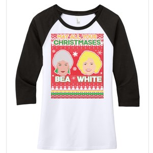 May All Your Christmases Bea White Ugly Christmas Women's Tri-Blend 3/4-Sleeve Raglan Shirt