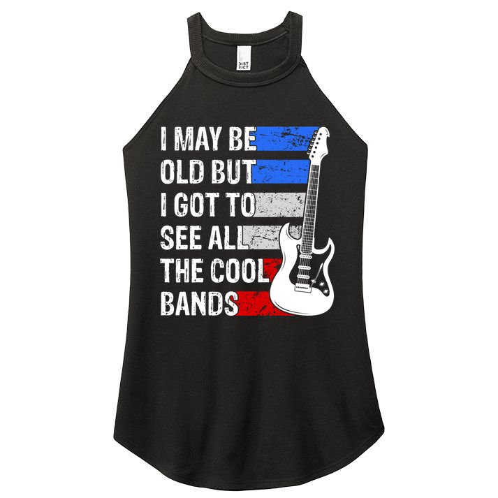 May Be Old Cool Bands Classic Music Women's Perfect Tri Rocker Tank
