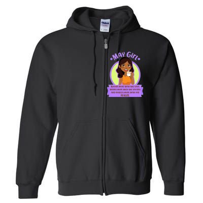 May Birthday Girl Knows More Than You Realize Full Zip Hoodie