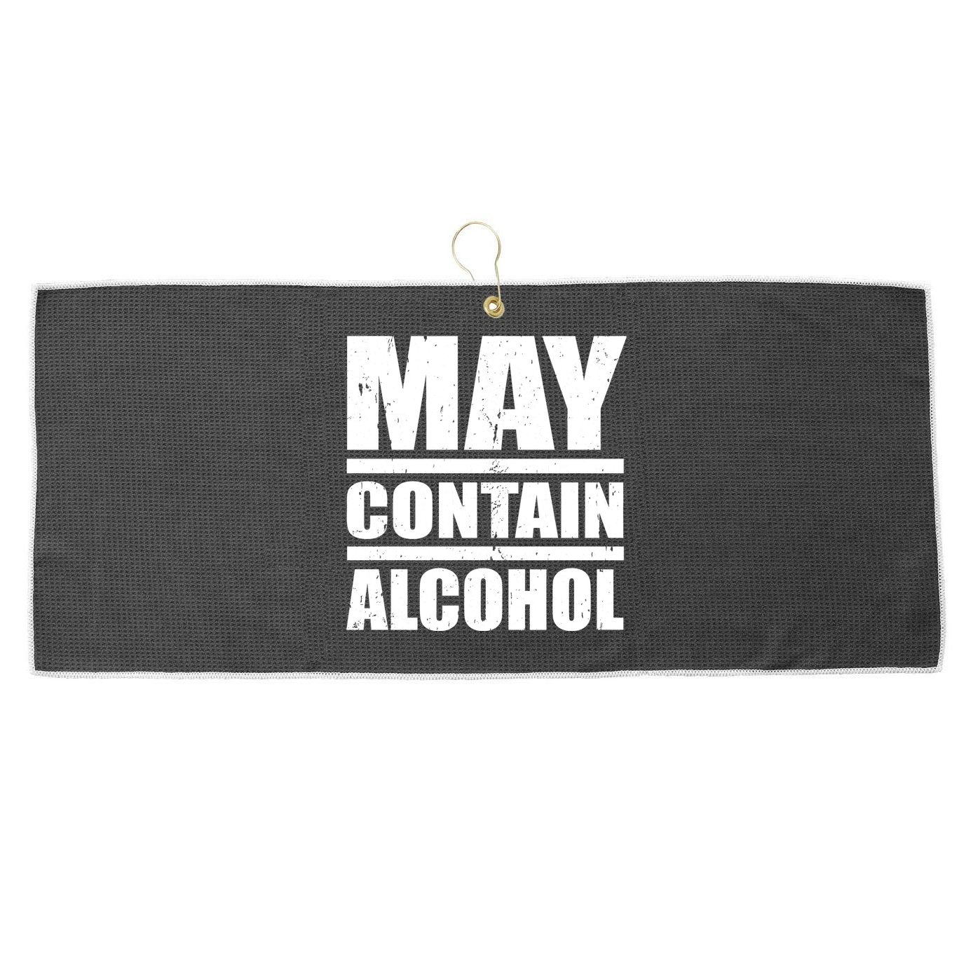 May Contain Alcohol Large Microfiber Waffle Golf Towel