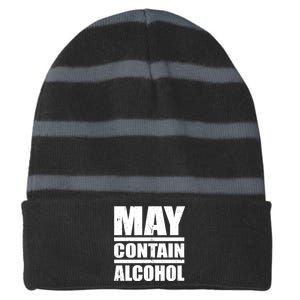 May Contain Alcohol Striped Beanie with Solid Band