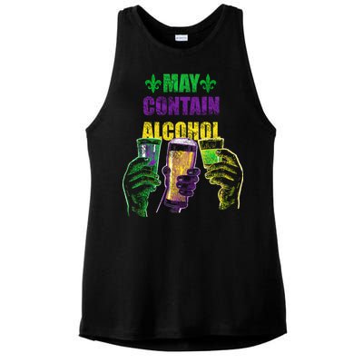 May Contain Alcohol Mardi Gras Ladies PosiCharge Tri-Blend Wicking Tank