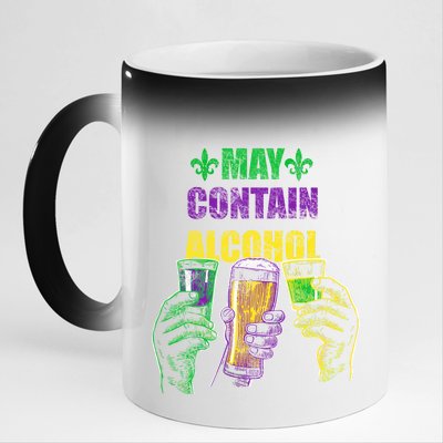 May Contain Alcohol Mardi Gras 11oz Black Color Changing Mug