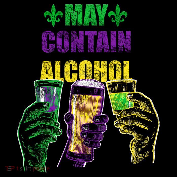 May Contain Alcohol Mardi Gras USA-Made Doggie Bandana