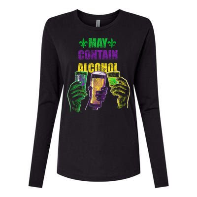 May Contain Alcohol Mardi Gras Womens Cotton Relaxed Long Sleeve T-Shirt