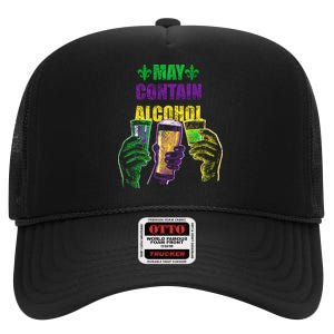 May Contain Alcohol Mardi Gras High Crown Mesh Back Trucker Hat