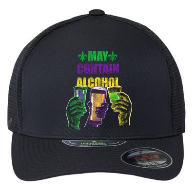 May Contain Alcohol Mardi Gras Flexfit Unipanel Trucker Cap