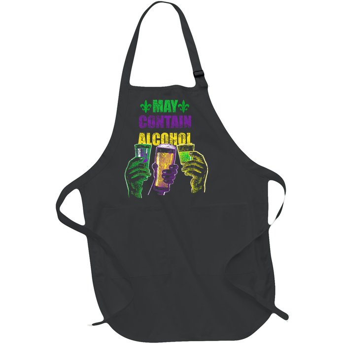 May Contain Alcohol Mardi Gras Full-Length Apron With Pockets