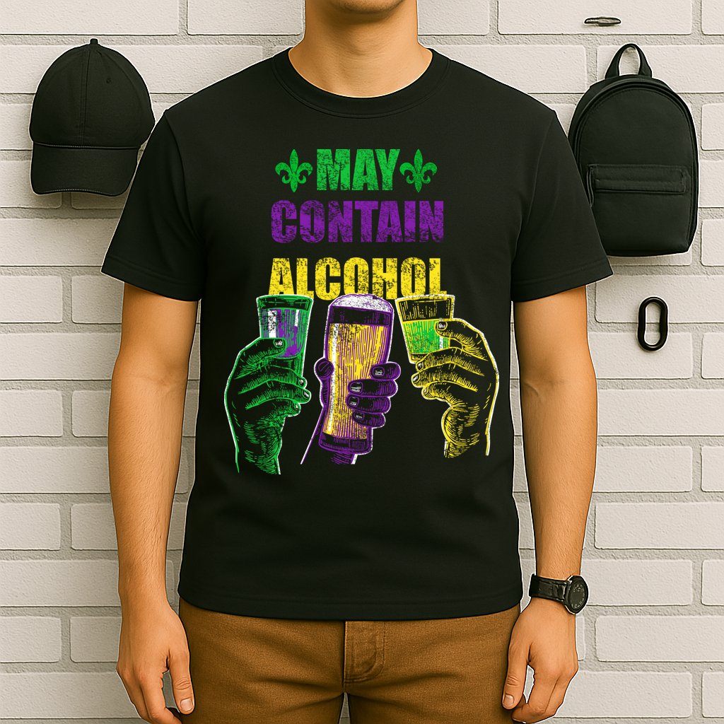 May Contain Alcohol Mardi Gras T-Shirt