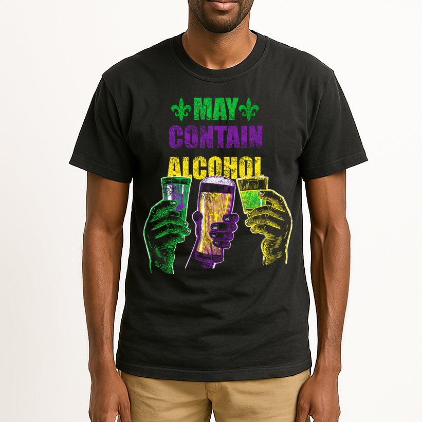 May Contain Alcohol Mardi Gras Tall T-Shirt