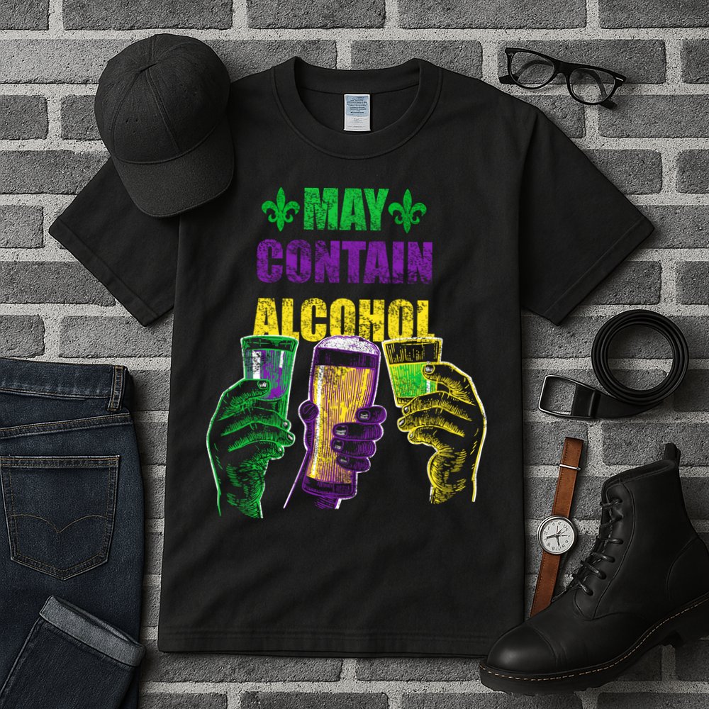 May Contain Alcohol Mardi Gras Tall T-Shirt