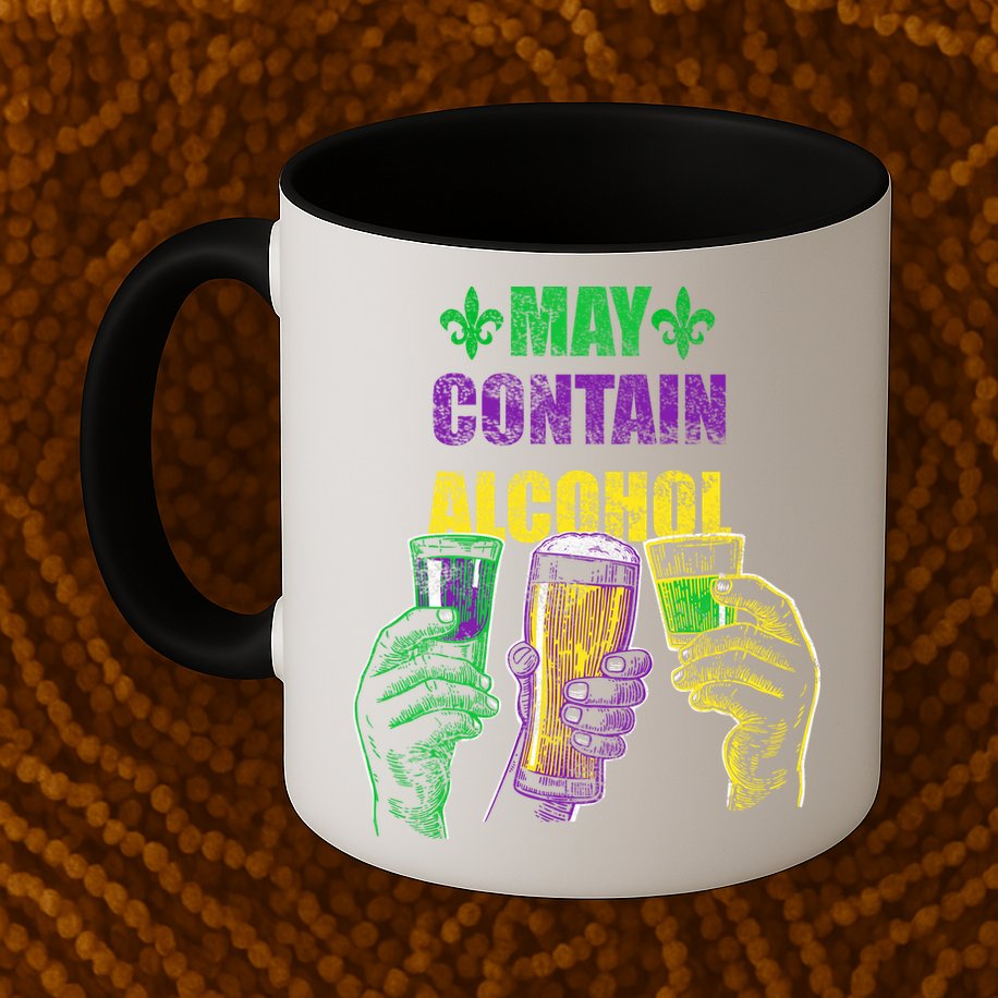 May Contain Alcohol Mardi Gras Mug