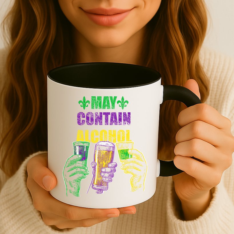 May Contain Alcohol Mardi Gras Mug