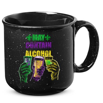 May Contain Alcohol Mardi Gras 15oz Campfire Ceramic Mug