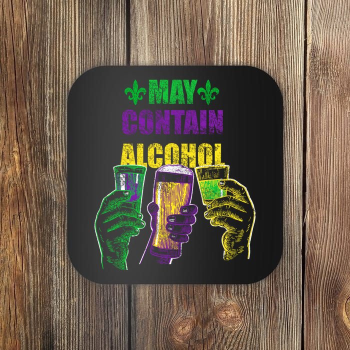 May Contain Alcohol Mardi Gras Coaster