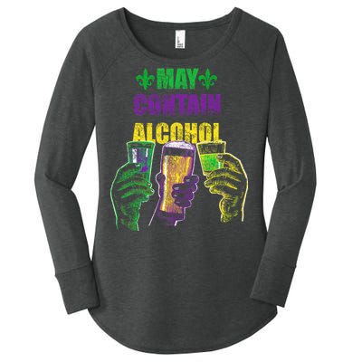 May Contain Alcohol Mardi Gras Women's Perfect Tri Tunic Long Sleeve Shirt