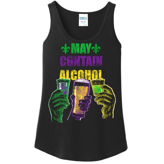 May Contain Alcohol Mardi Gras Ladies Essential Tank