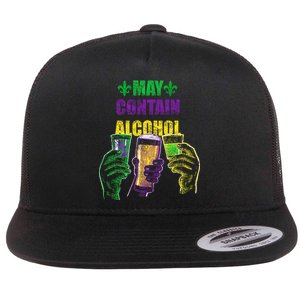 May Contain Alcohol Mardi Gras Flat Bill Trucker Hat