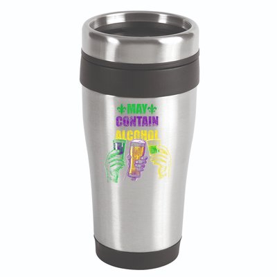 May Contain Alcohol Mardi Gras 16oz Travel Tumbler