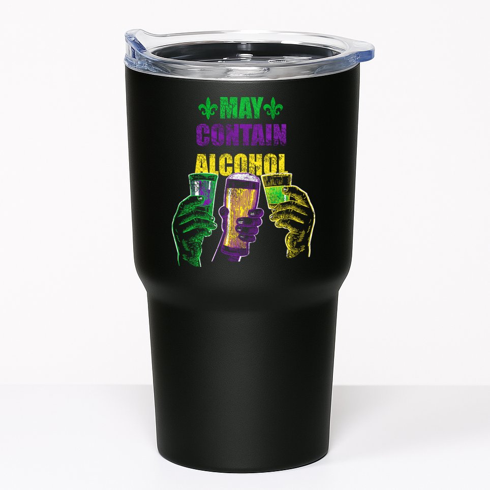 May Contain Alcohol Mardi Gras Tumbler