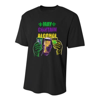 May Contain Alcohol Mardi Gras Youth Performance Sprint T-Shirt