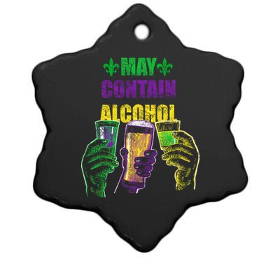 May Contain Alcohol Mardi Gras Ceramic Star Ornament