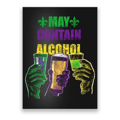 May Contain Alcohol Mardi Gras Poster