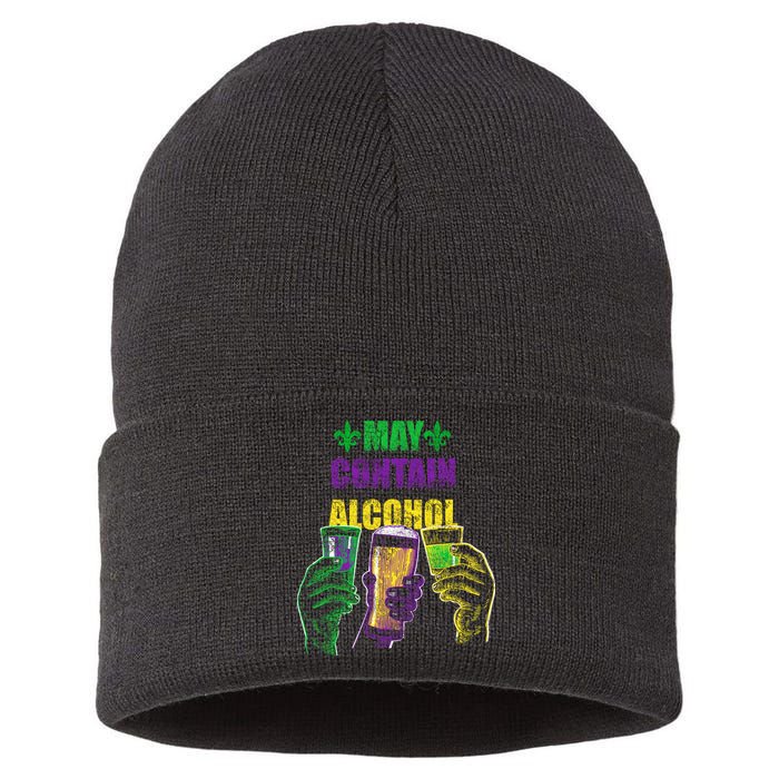 May Contain Alcohol Mardi Gras Sustainable Knit Beanie