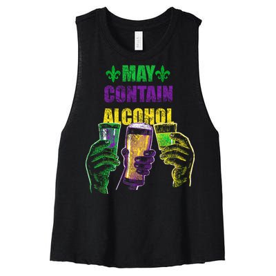 May Contain Alcohol Mardi Gras Women's Racerback Cropped Tank