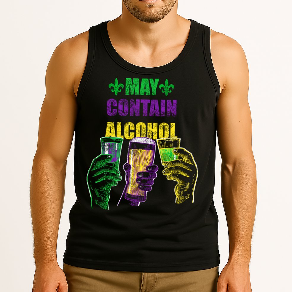 May Contain Alcohol Mardi Gras Tank Top