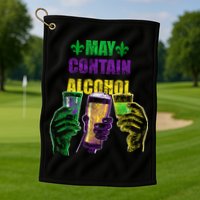 May Contain Alcohol Mardi Gras Golf Towel