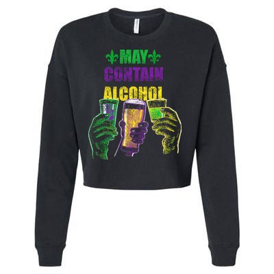 May Contain Alcohol Mardi Gras Cropped Pullover Crew