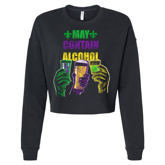 May Contain Alcohol Mardi Gras Cropped Pullover Crew