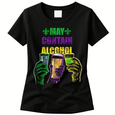May Contain Alcohol Mardi Gras Womens T-Shirt