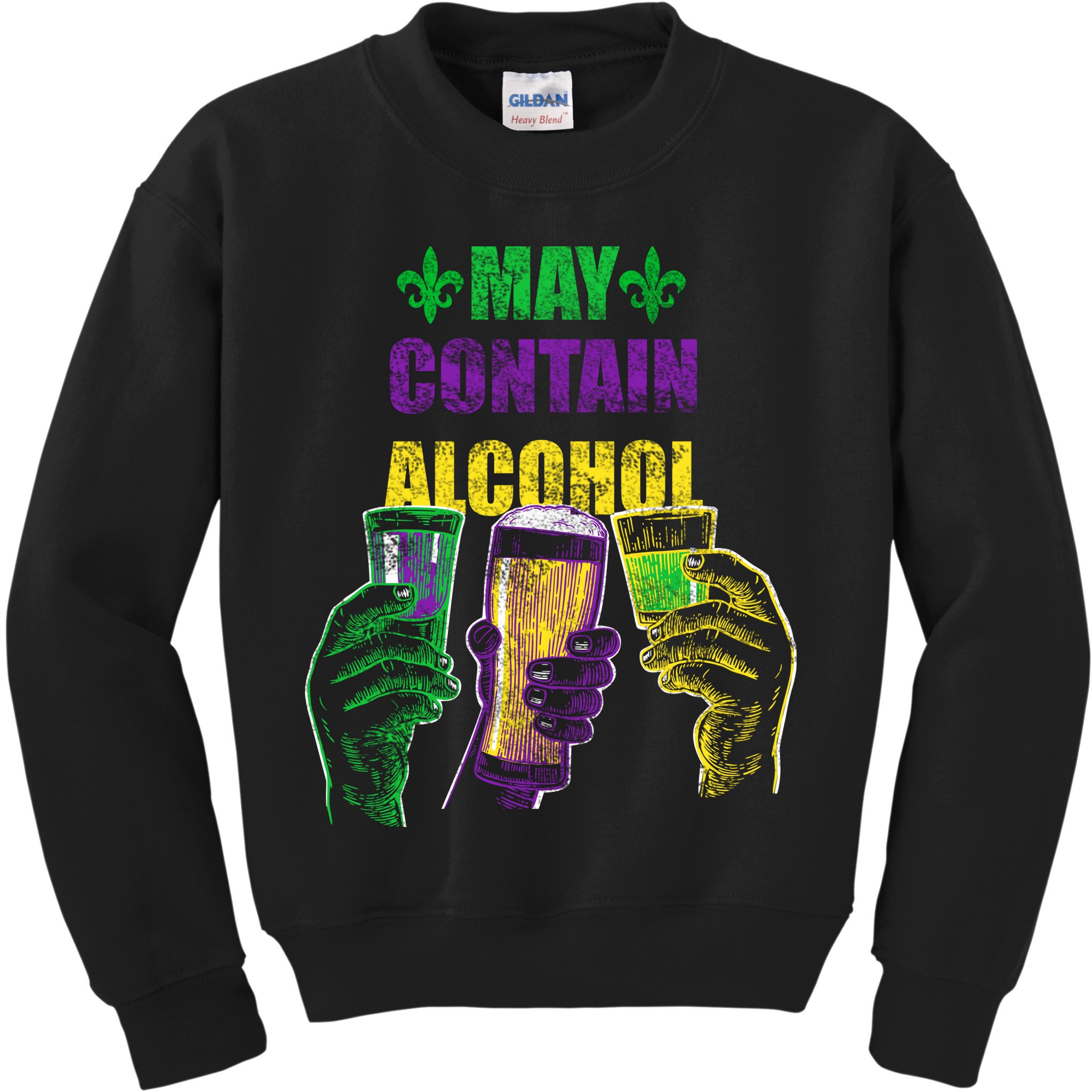 May Contain Alcohol Mardi Gras Kids Sweatshirt