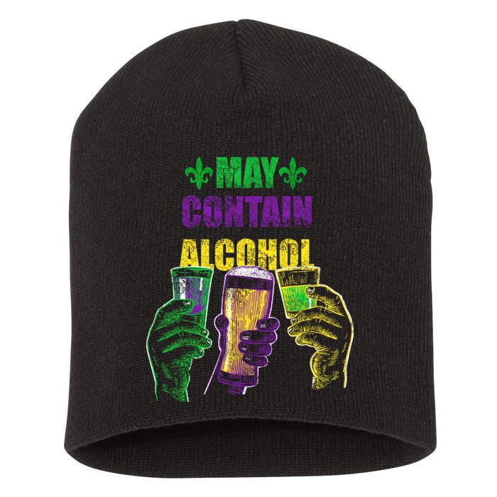 May Contain Alcohol Mardi Gras Short Acrylic Beanie