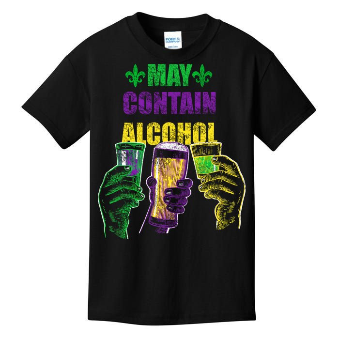 May Contain Alcohol Mardi Gras Kids T-Shirt