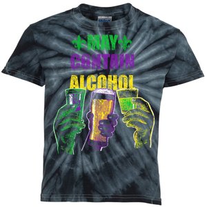 May Contain Alcohol Mardi Gras Kids Tie-Dye T-Shirt