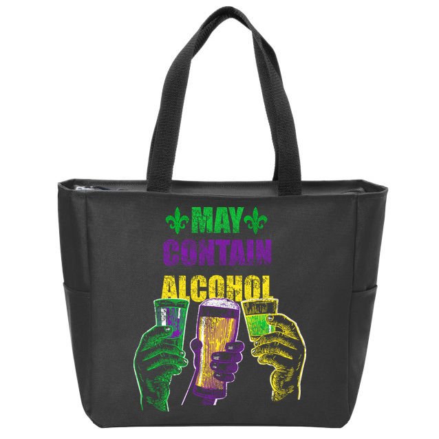 May Contain Alcohol Mardi Gras Zip Tote Bag